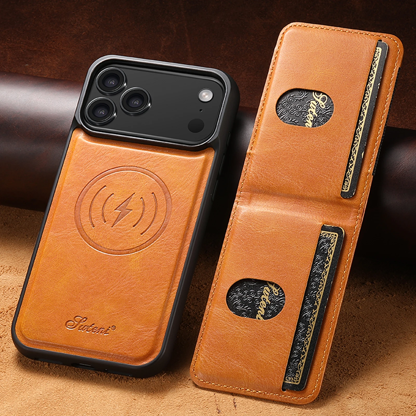 Leather Wallet Card Holder Phone Cover - Detachable Magnetic Card Holder Phone Case