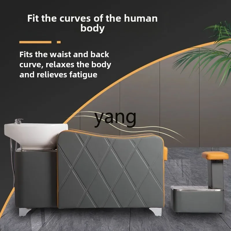 LMM new shampoo bed barber shop special hair salon semi-reclining ceramic basin