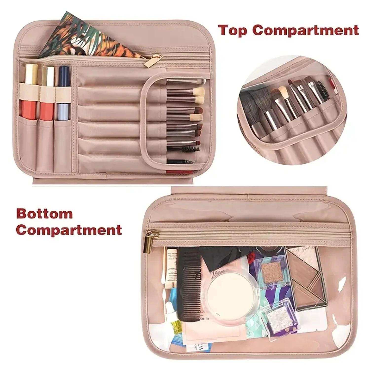 Spacious and Portable Large Versatile Cosmetic Bag with Zipper Closure, Ideal Travel Toiletry Bag for Makeup and Toiletries on t