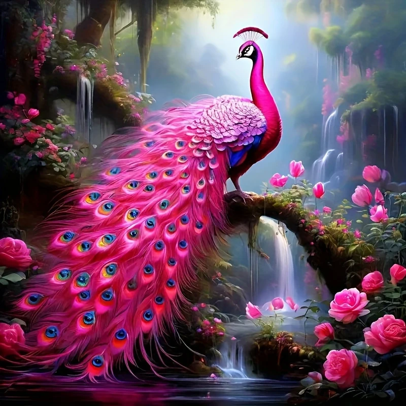 

Animal Pink Peacocks 500PCS/1024 PCS Jigsaw Puzzles Challenging Family Activity Game for Gameroom Bedroom Home Decor Gift