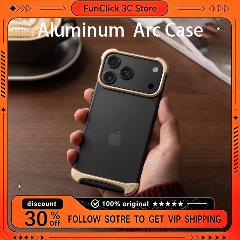 Aluminiowe etui ARC PULSE do iPhone 18 i 17 Pro Max, metalowe, z gumową warstwą, dwuwarstwowe, bezramkowe, ochronne etui na telefon.