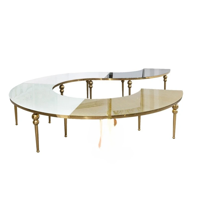 

Stainless steel combination large round table, serpentine curved table, wedding hotel banquet chair