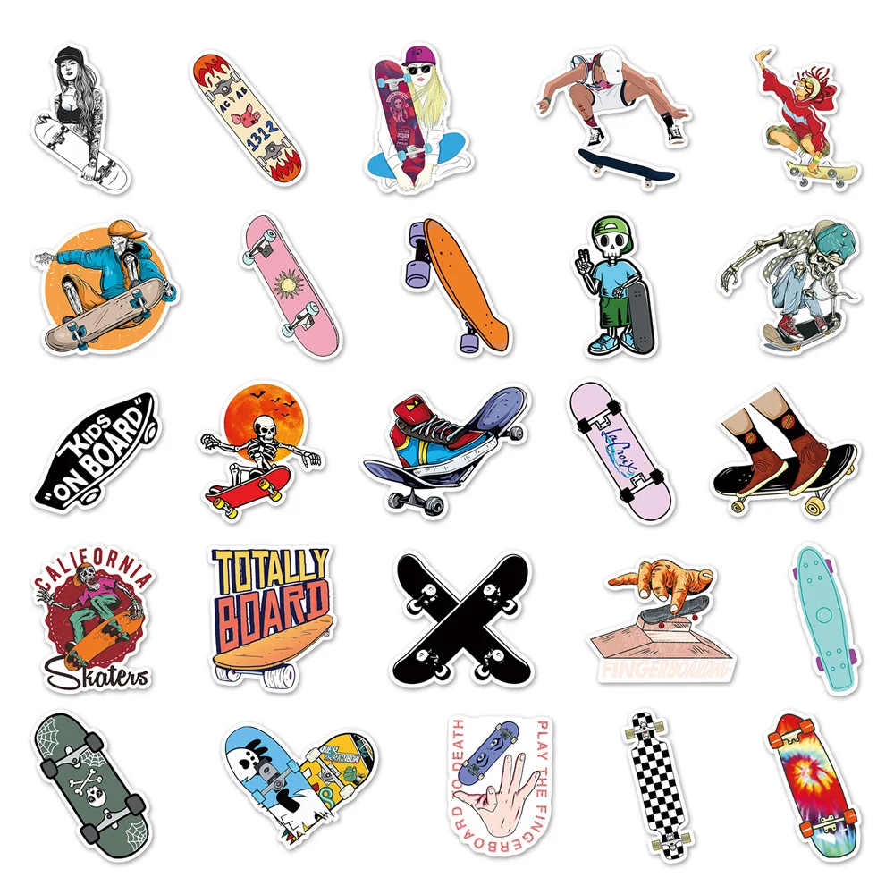 50pcs Sports Graffiti Skate Stickers Pack Stationery Ipad Laptop Phone Sticker DIY Journal Accessories Scrapbooking Supplies