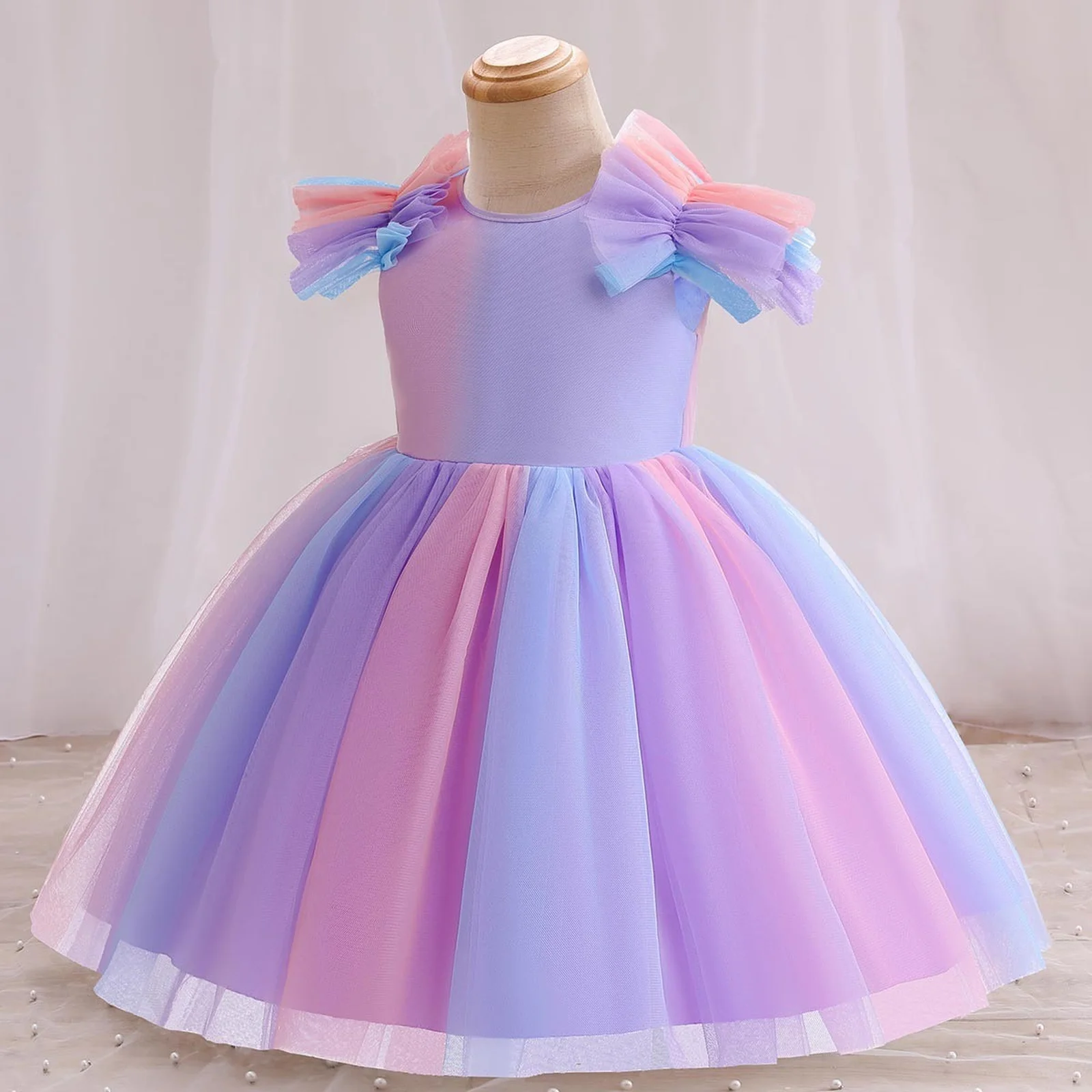 

Teenage Girls Dress Children's Clothing Party Elegant Princess Long Tulle Baby Girls Kids Lace Wedding Ceremony Dresses