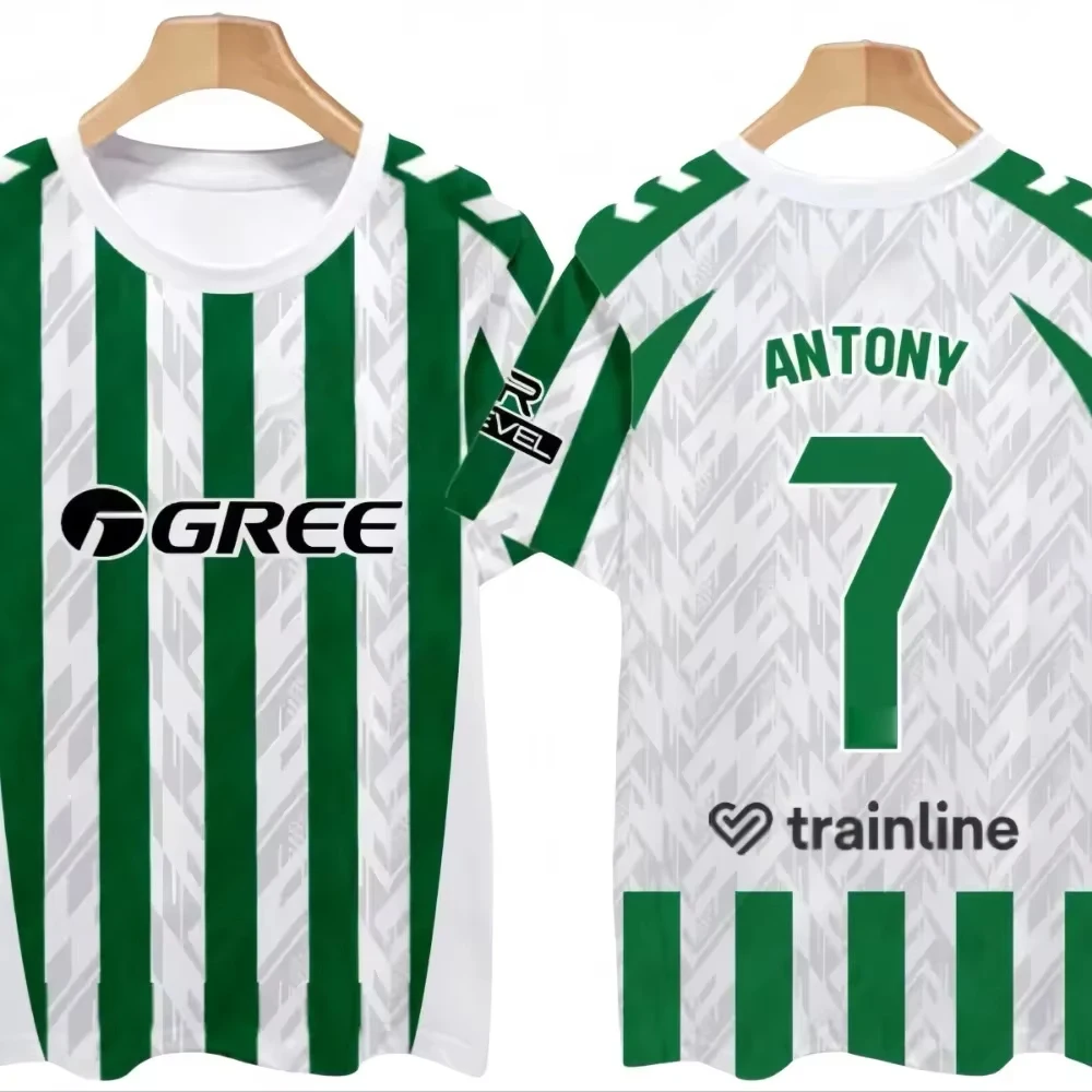 25-26 ريال بيتيس الكبار الأطفال أنتوني رقم 7 الكلاسيكية جيرسي بيتيس جيرسي قصيرة الأكمام المنزل تي شيرت رقم 22 Isco الرجال