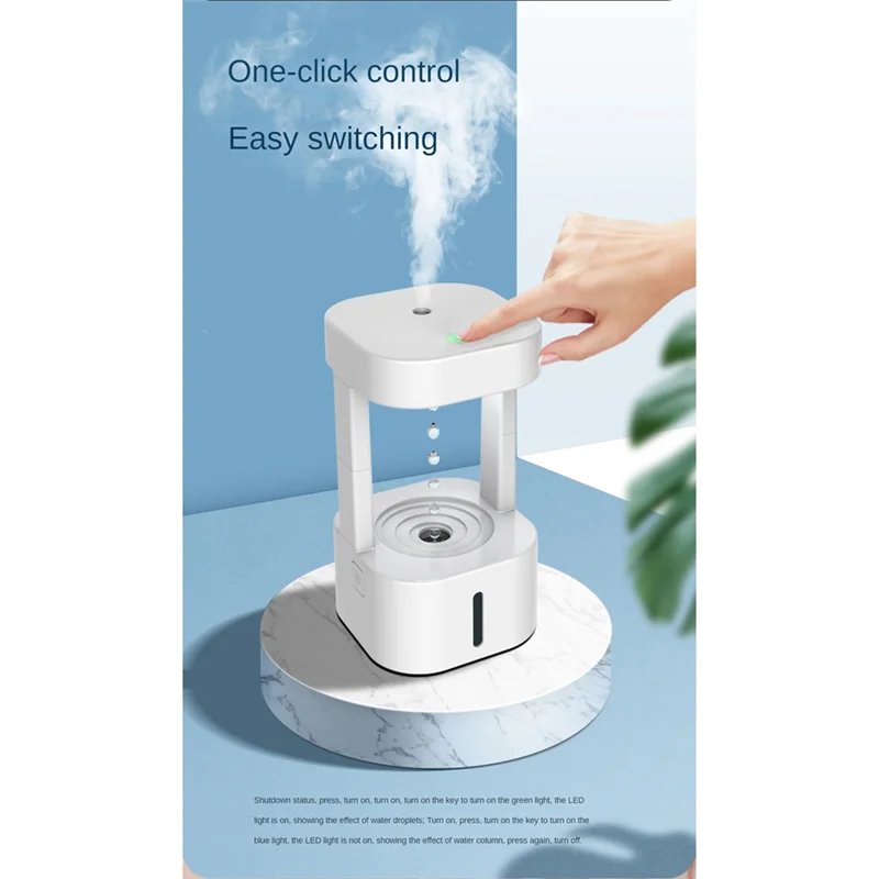 Portable Water Drop USB Humidifier Diffuser 580ML AntiGravity Humidifier Aromatherapy Mist Maker for Bedroom White Light HOT