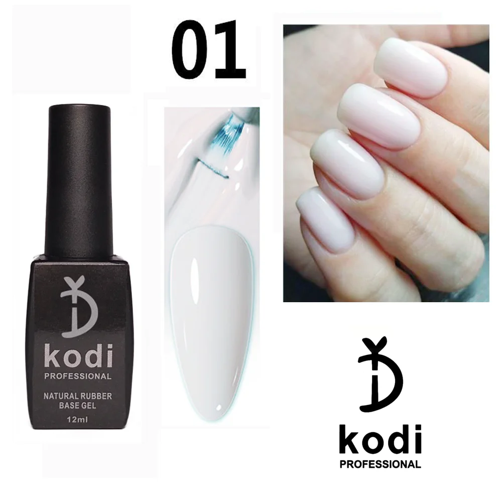 YD KODI PROFESSIONAL 12ml Natural Base Gel Varnish Semipermanent White Rubber Base Nails Art Nude 01 Color uv Nail Base Coat 