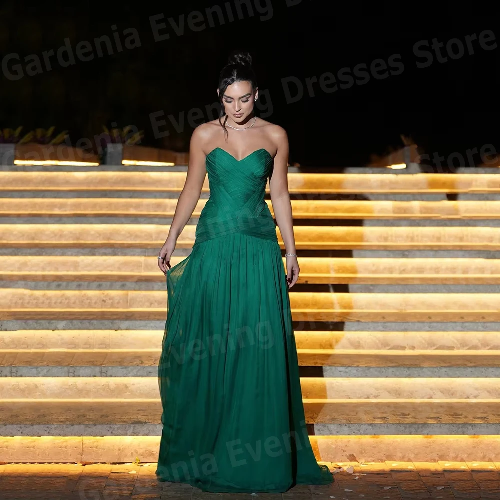 

Charming Mermaid Women's Evening Dresses V Neck Backless Prom Gowns Customized Sleeveless Pleated Vestidos De Fiesta Elegantes