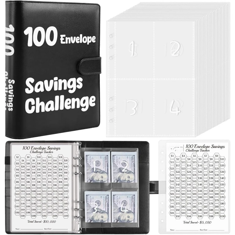 

A5 Money Saving Budget Binder with Cash Envelopes - Savings Challenge Book to Save $5,050