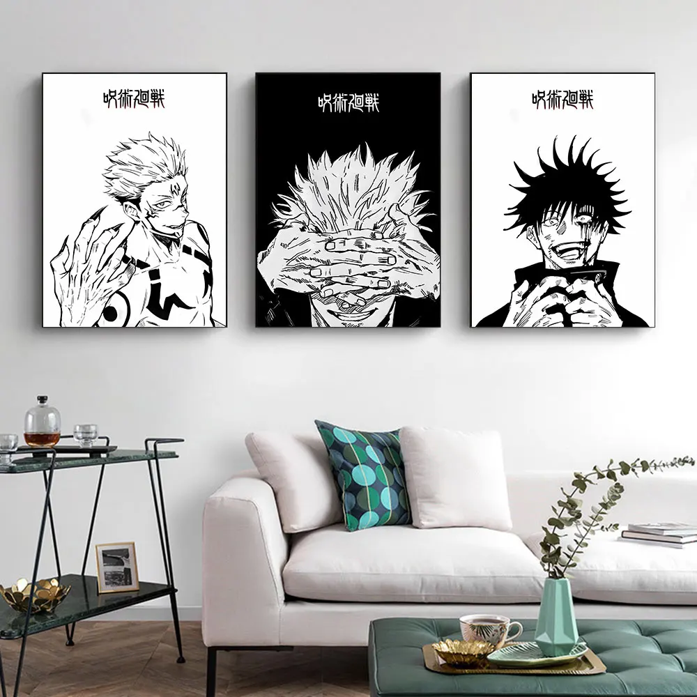 Carteles de Jujutsu Kaisen abstractos japoneses, arte de pared de Anime, Kinji, Hakari, imágenes Satoru, Gojo, Manga, pintura en lienzo, decoración de la habitación del hogar