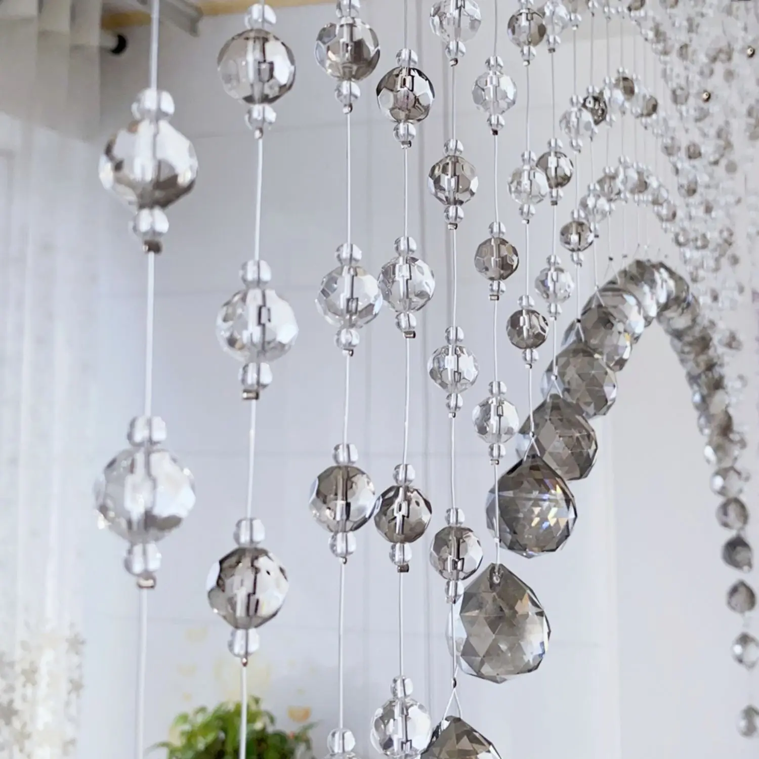 Rideaux Perles Cristaux Acryliques 40m 4mm Transparent - Décoration Maison DIY Fait Main pour Porte Télévision Chambre, Ambiance Élégante Champêtre