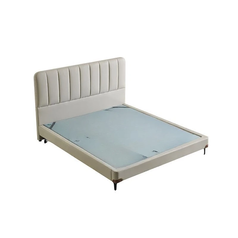 

Hanting Hotel same cream wind bed frame 1.5 meters double silent board hotel B & B apartment leather bed