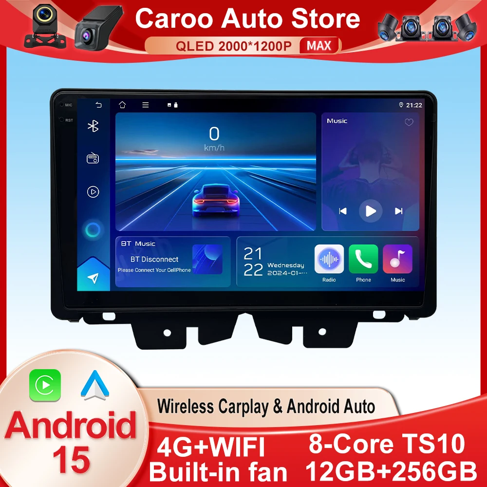 Android 15 car radio for Fiat doblo 2007-2009 Carplay Auto GPS Navigation 4G WIFI BT QLED Head Unit Autoraido Multimedia No 2Din