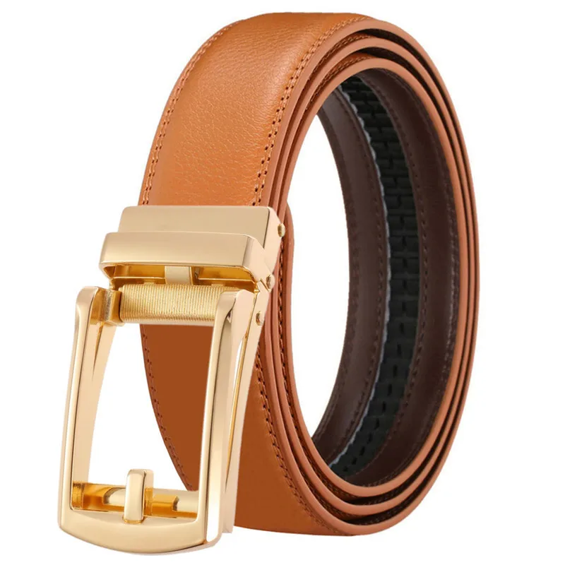 3,5 cm Herren-Gürtel, Automatischer Echtleder-Gürtel, Verstellbarer Leder-Ratschengürtel, Echter Designer-Ledergürtel – Detail 9