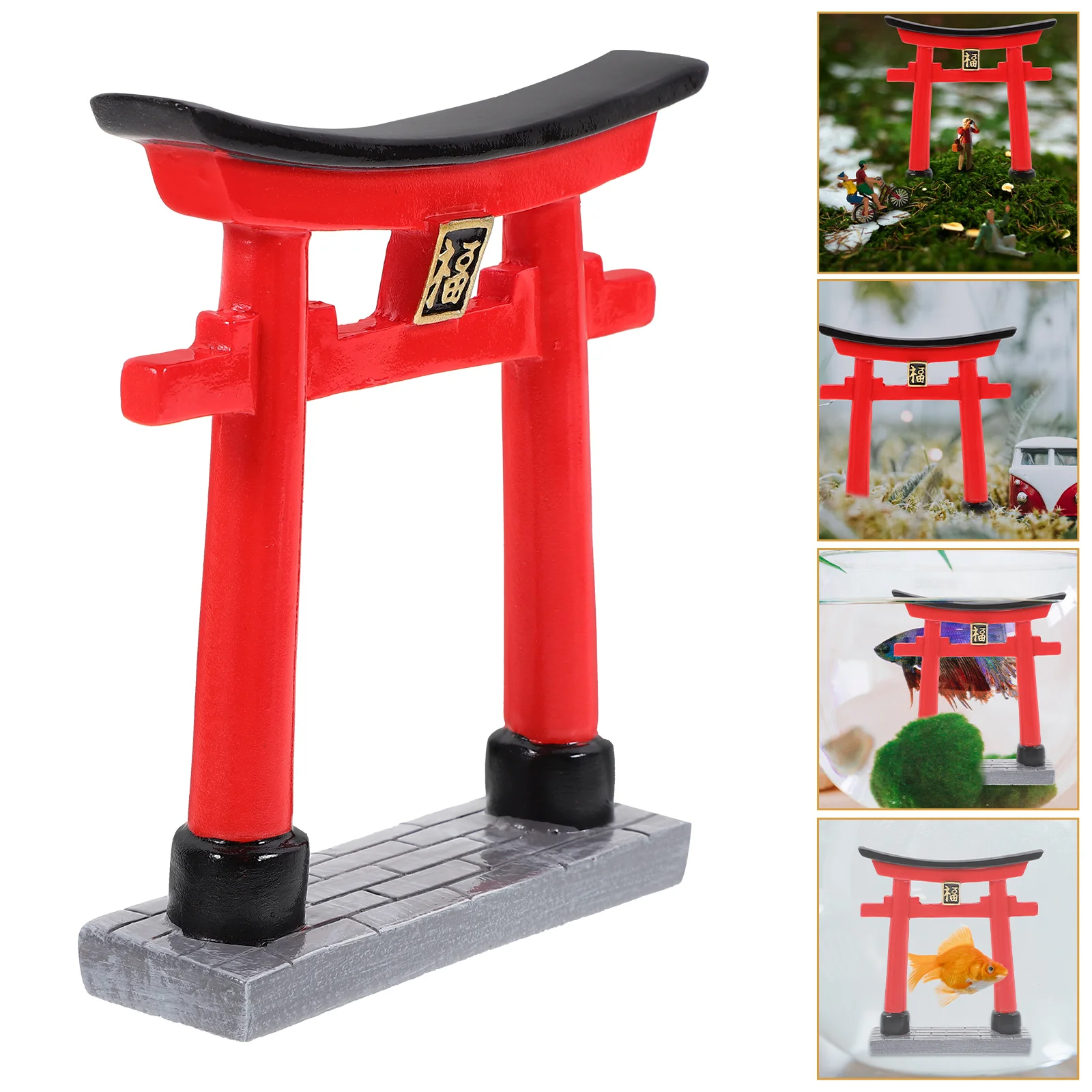 

Shrine Torii Gate Fish Tank Sculpture Statue Desktop Outdoor Decor Resin Sand Table Decoration Zen Style Craft Aquarium