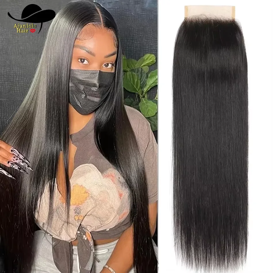 Brazilian 4x4 Lace Closure with Baby Hair Straight 100% Human Hair HD Transparent Lace Closure Virgin Hair Natural Black