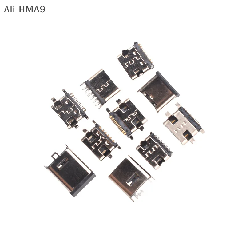 

100Pcs 10 Models Type-C USB Charging Dock Connectors Mix 6Pin And 16Pin Use For Phone And Digital Product Repair Kit