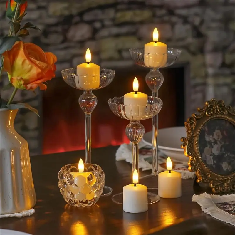 B84B-Rechargeable LED Votive Candles Small Flameless Tea Light With Remote Function 2/4/6/8 Hours Timer 1.5" X 2.17"