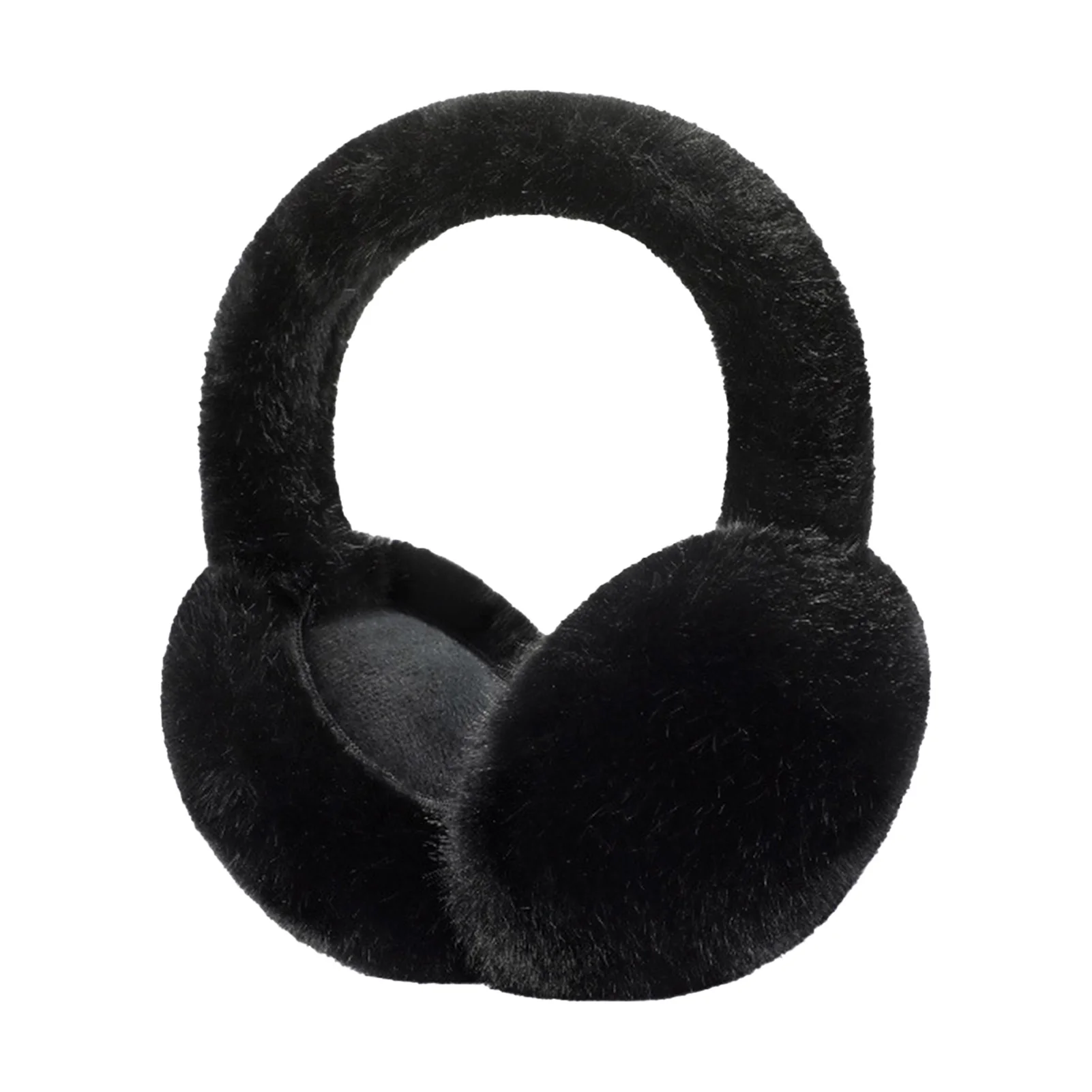 Foldable Plush Winter Earmuffs Solid Color Ear Covers Furry Ear Warmer for Hiking Biking Skiing Snow Tubing