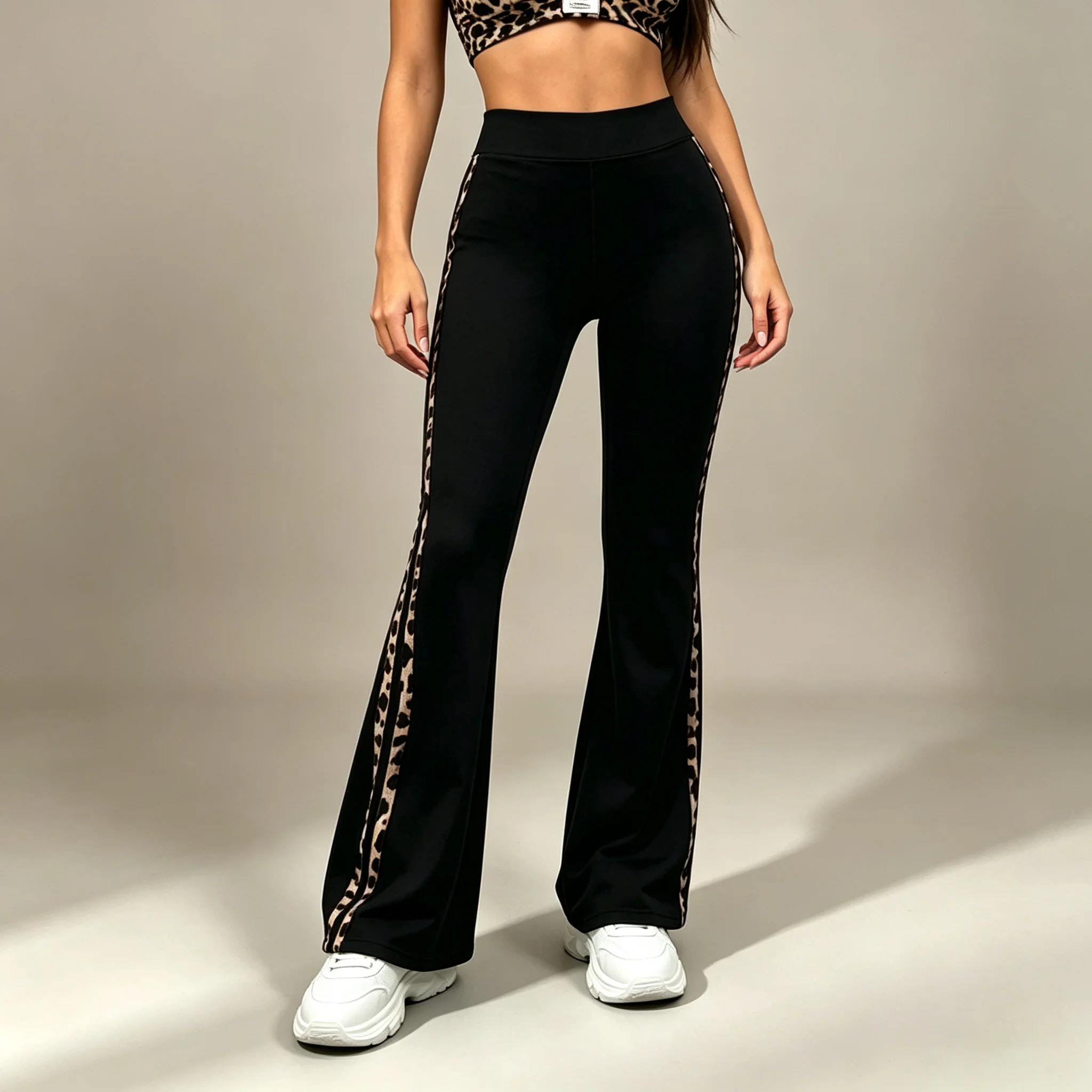 Women's Yoga Flared Leggings, High Waist Booty Lifting Tummy Control Yoga Slimming Pants, Outdoor Sports Fitness Workout Pants
