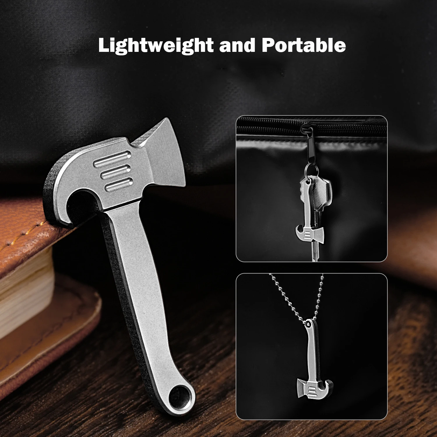 8g Titanium Alloy Crowbar Axe Creative Necklace Pendant Unpacking tool Bottle Opener EDC Multi-function Ultralight Tool