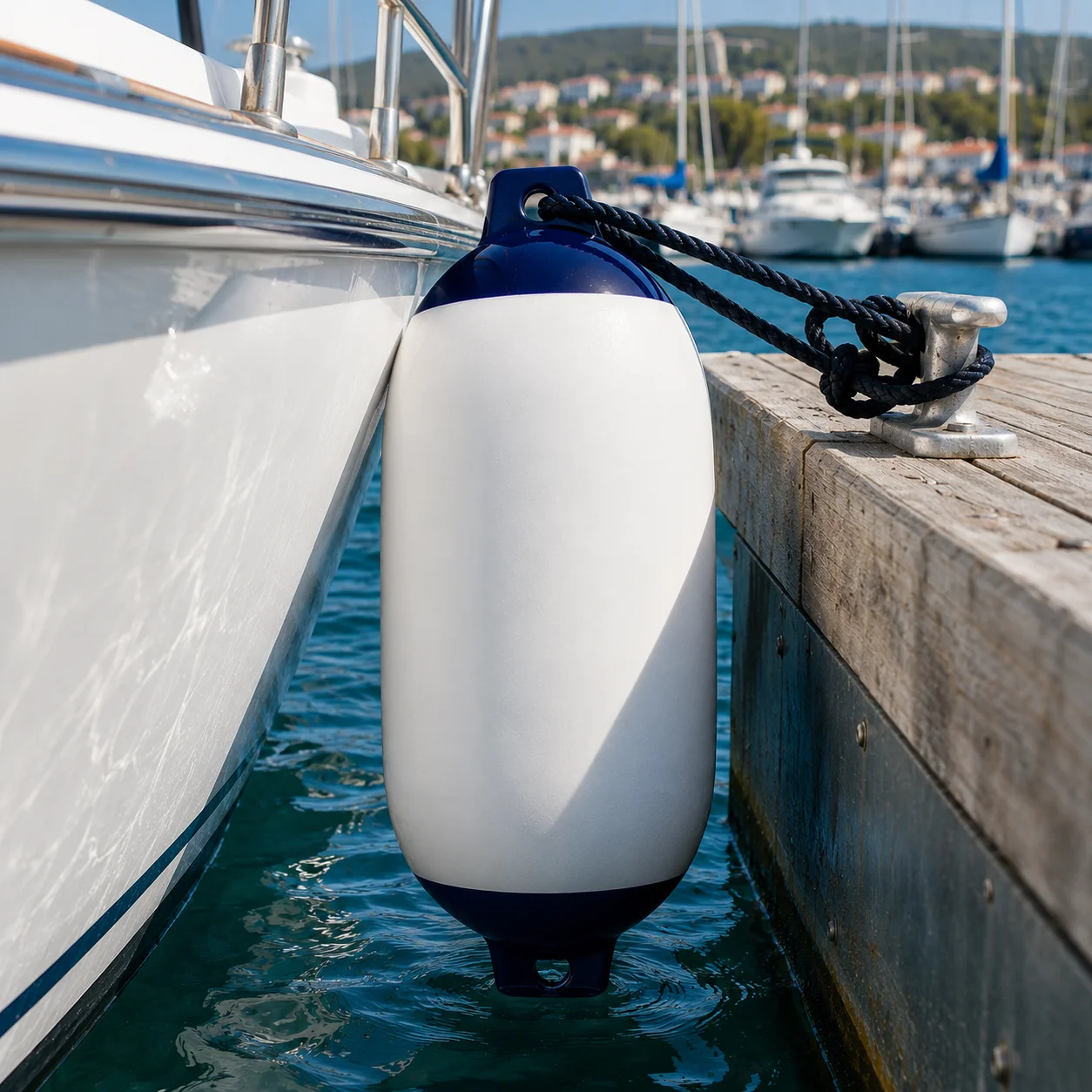 

G3 8.5x27 Inch Anti Abrasion Inflatable Boat Fender PVC Marine Bumper With Mooring Rope Air Pump For Workboats One Pack