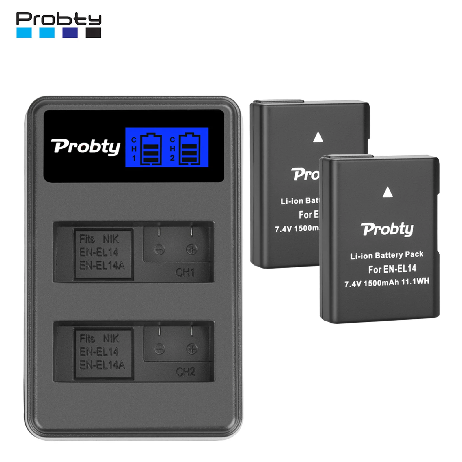 Probty 7.4V 1500mAh EN-EL14 EN EL14 EN-EL14a Battery for Nikon  P7800,P7100,D3400,D5500,D5300,D5200,D3200
