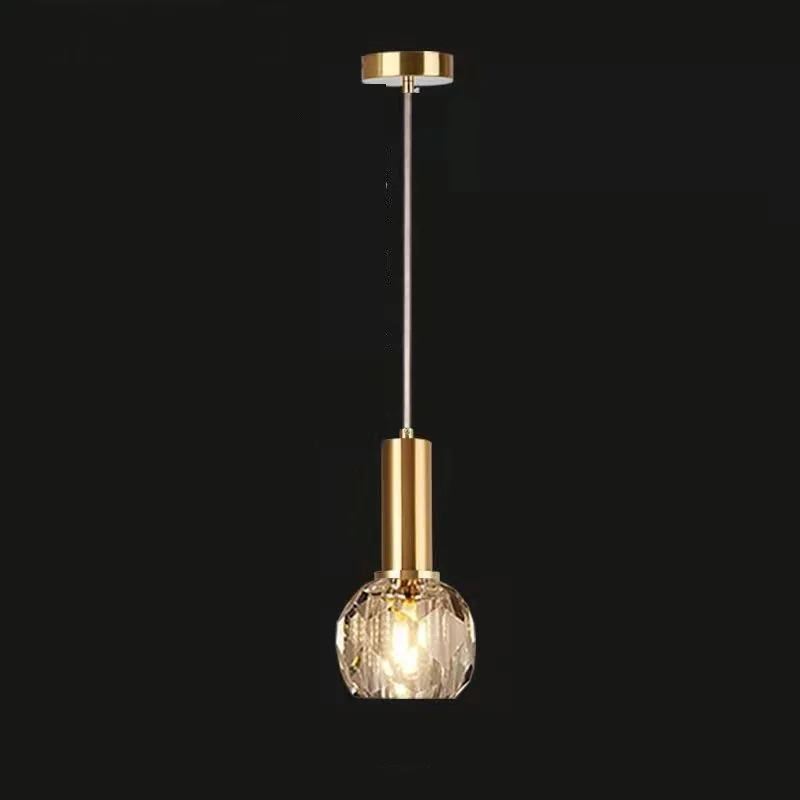 

Bedroom Bedside Pendant Light Luxury Plating K9 Crystal Restuarant Bar Dining Hanging Lamp Postmodern Suspension Lampara Decor