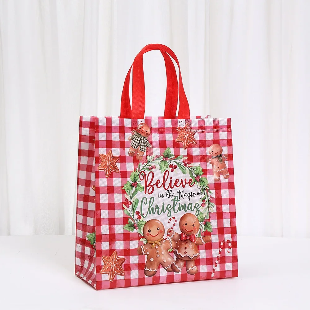 Large Christmas Gift Bags 6 Pack - Reusable Non-Woven Christmas Gift Bags with Handles for Holiday Xmas Party Gifts Wrapping