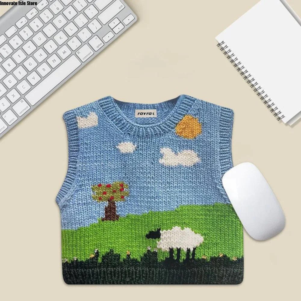 Simulated Printing Knitted Sweater Mouse Pad Desk Cartoon Sweater Mouse Mat Rubber Anti-Slip Keyboard Mice Mat Typewriting Tools