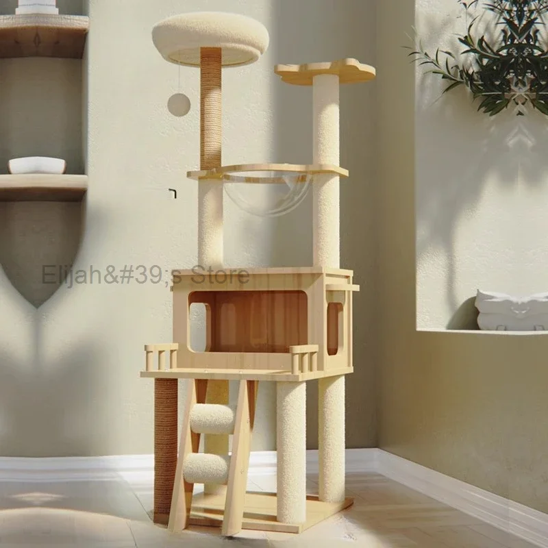 

Tower Wood Cat Scrapers Toys Nest High Claw Sharpener Board Cat Scrapers Cute Tree Home Drapak Dla Kota Cat Supplies MR50CS