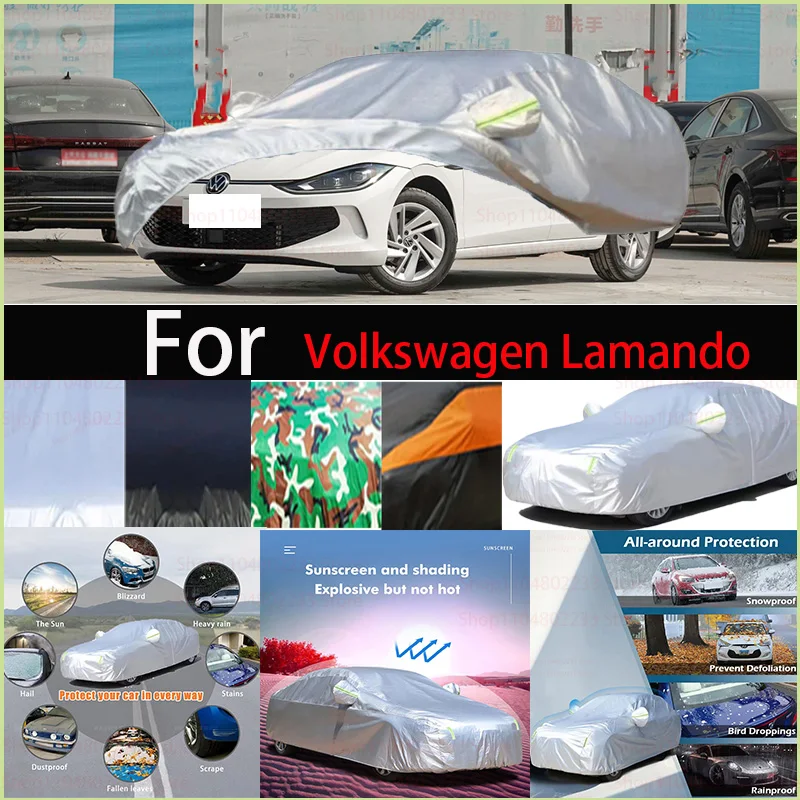 

For Volkswagen Lamando Windproof Car Cover with Reflective Strip Auto Anti-UV Sun Rain Snow Dust Paint Protect Cover