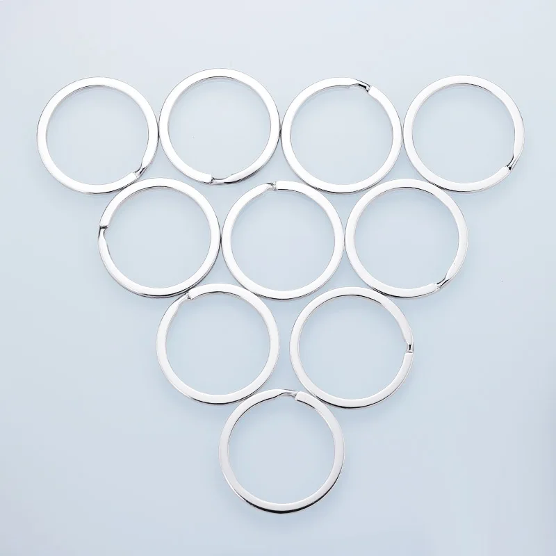 Lot 10Pcs/Pack Simple 32mm Simple Keyring Metal Key Holder Split Rings Unisex Silver Color Keychain Keyfob Accessories P004