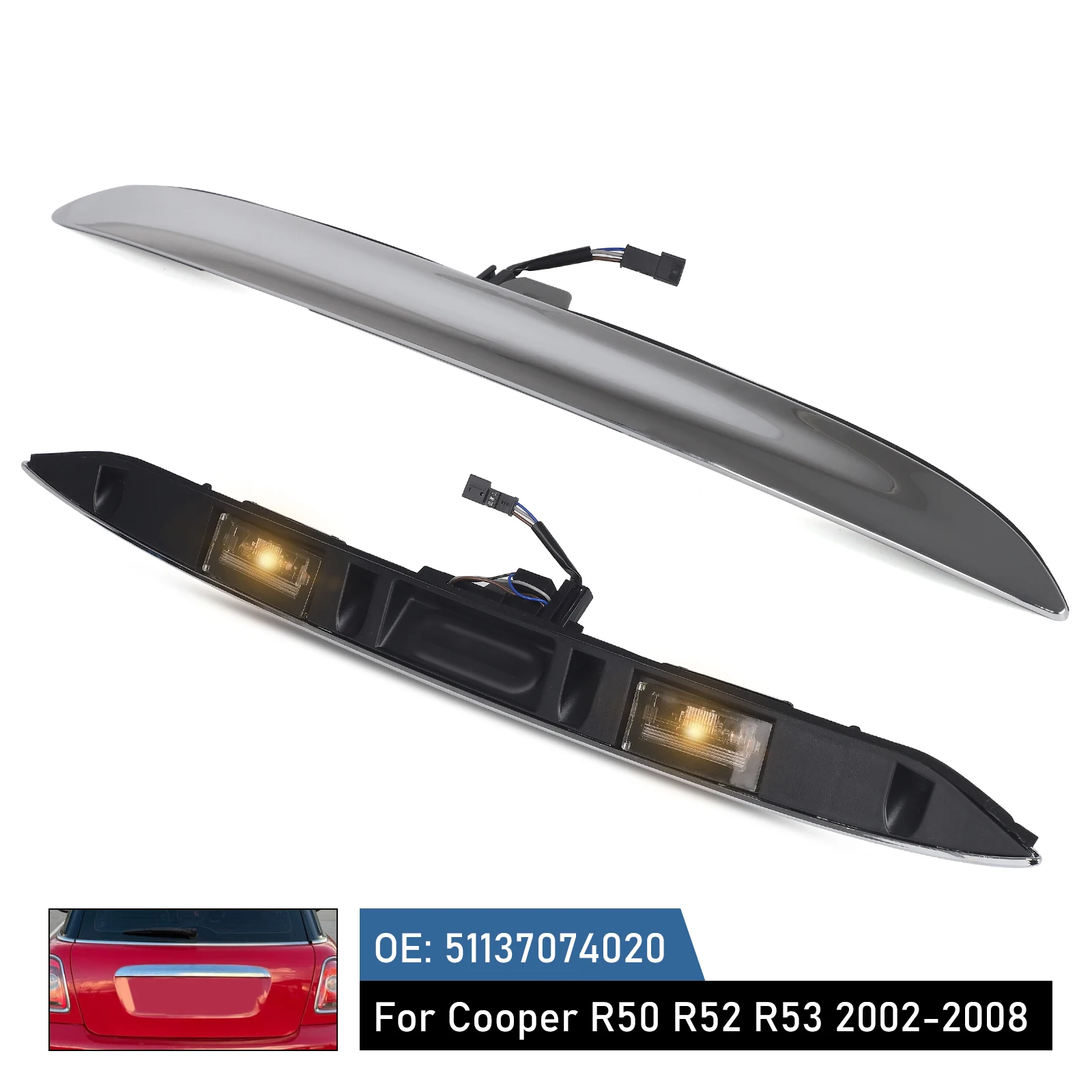 

New 51137074020 Hatch Grip with Lamp - Rear Trunk Handle for BMW Mini Cooper R50-R53 2002-2008 OEM Style wholesale Discount