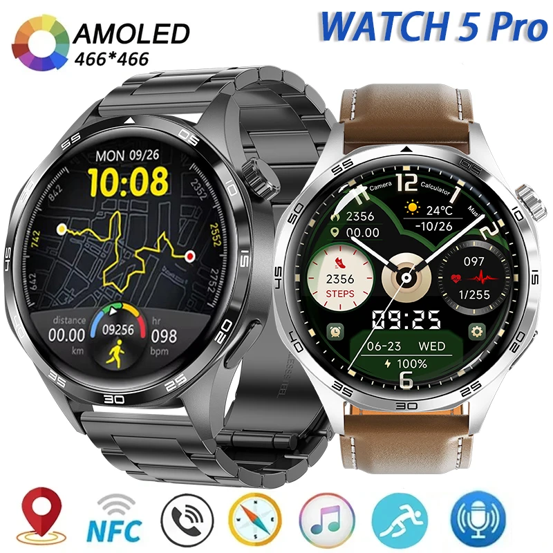 New Huawei Watch GT5 Pro Smart Watch 1.53Inch HD AMOLED Screen NFC GPS Tracker Bluetooth Call Health Monitoring Watch Men Women