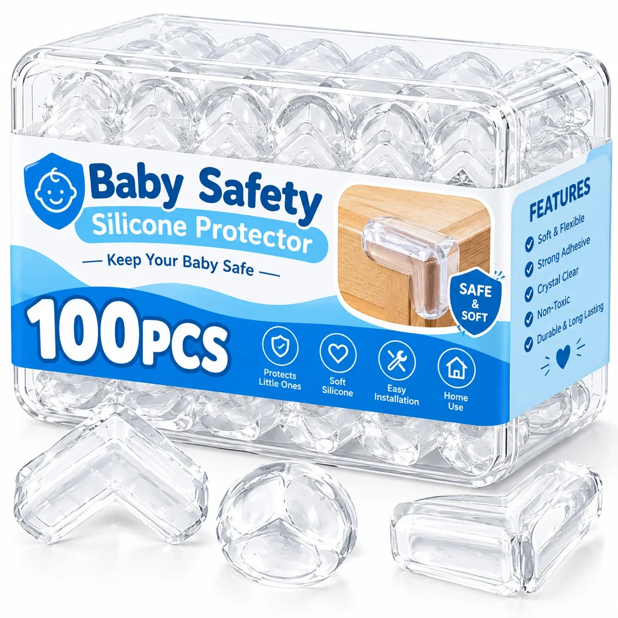 Baby Safety Silicone Kids Proofing Edge Protector Soft Transparent Children Anti Collision Table Corner Edge Protection Cover