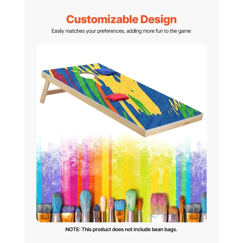 4x2피트 콘홀 세트 휴대용 콘홀 던지기 게임 보드 나무 케이스 포함