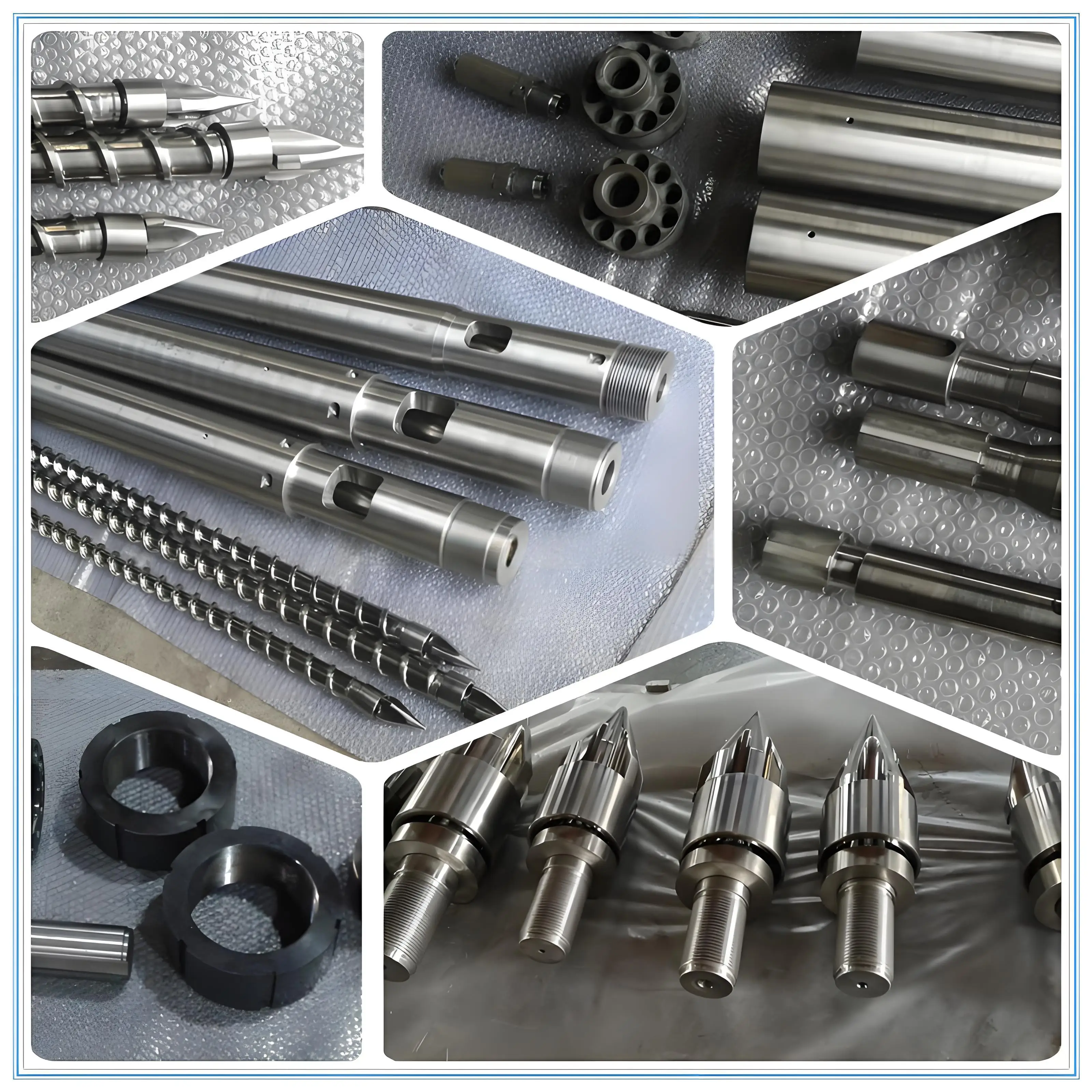 Bimetallic Conical Twin Barrel Screw With SZ65 Gear Box Injection Molding Screw Custom Design