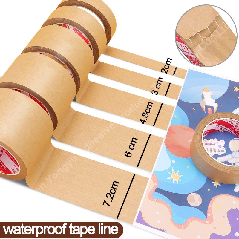 Lined kraft paper tape, suitable for sealing, packaging, transportation, and marking heavy-duty cardboard boxes, easy to tear