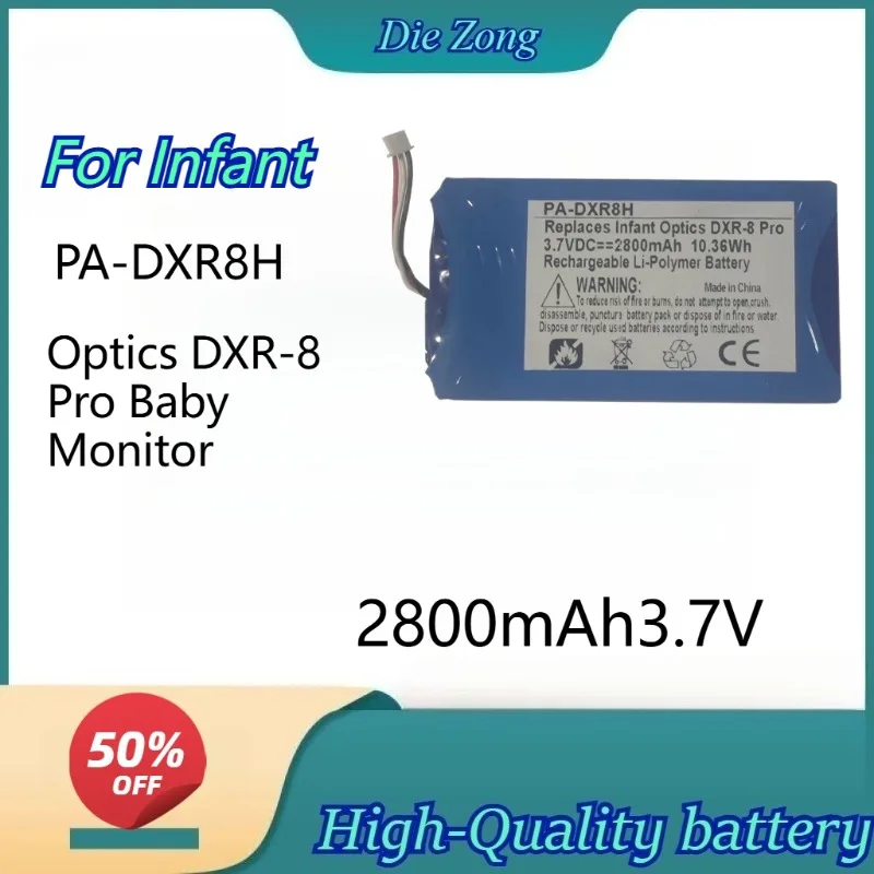 

High quality2800mAh3.7V PA-DXR8H Rechargeable Li-Polymer Battery for Infant Optics DXR-8 Pro Baby Monitor Batteries Accessories