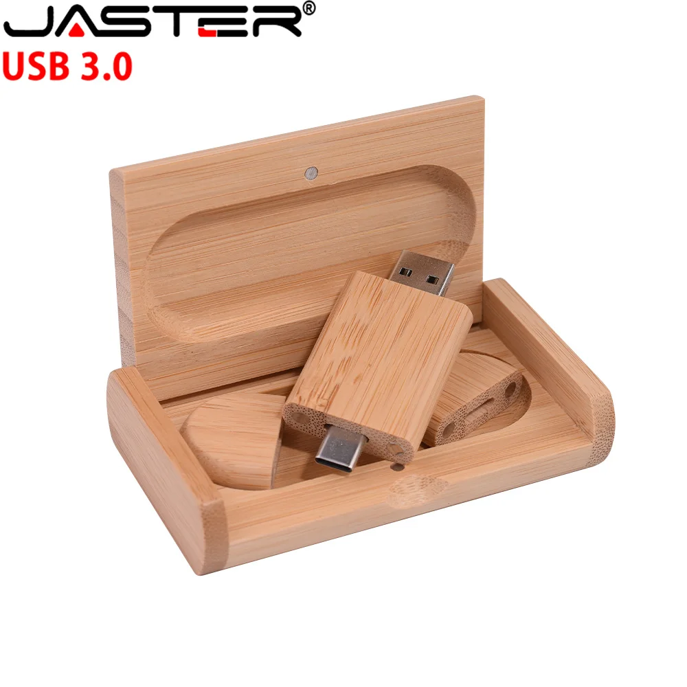 JASTER USB Flash Drive TYPE-C 2 in 1 Memory Stick 3.0 Wooden Pendrive 4GB 8GB 16GB 32GB 64GB 128GB Pen drive（No customized logo）