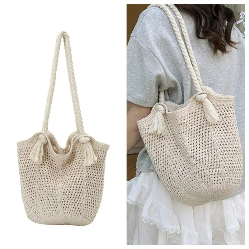 

Women's Shoulder Bags Casual Knitted Ladies Handmade Totes Large Capacity Summer Hollow Beach Bag