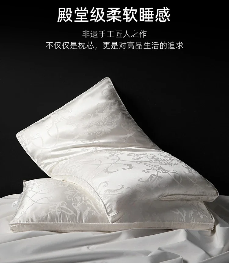 Inside and outside 100% mulberry silk pillow core Three-dimensional low-pillow mulberry silk pillow cervical spine  pillow core