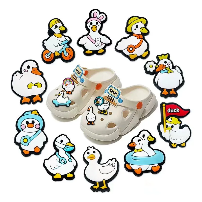 14Pcs Cute Animals Funny Duck Shoe Charms for Women Girls Cosplay Duck Clog Shoes Decorations Accessories for Kids Boy Gif