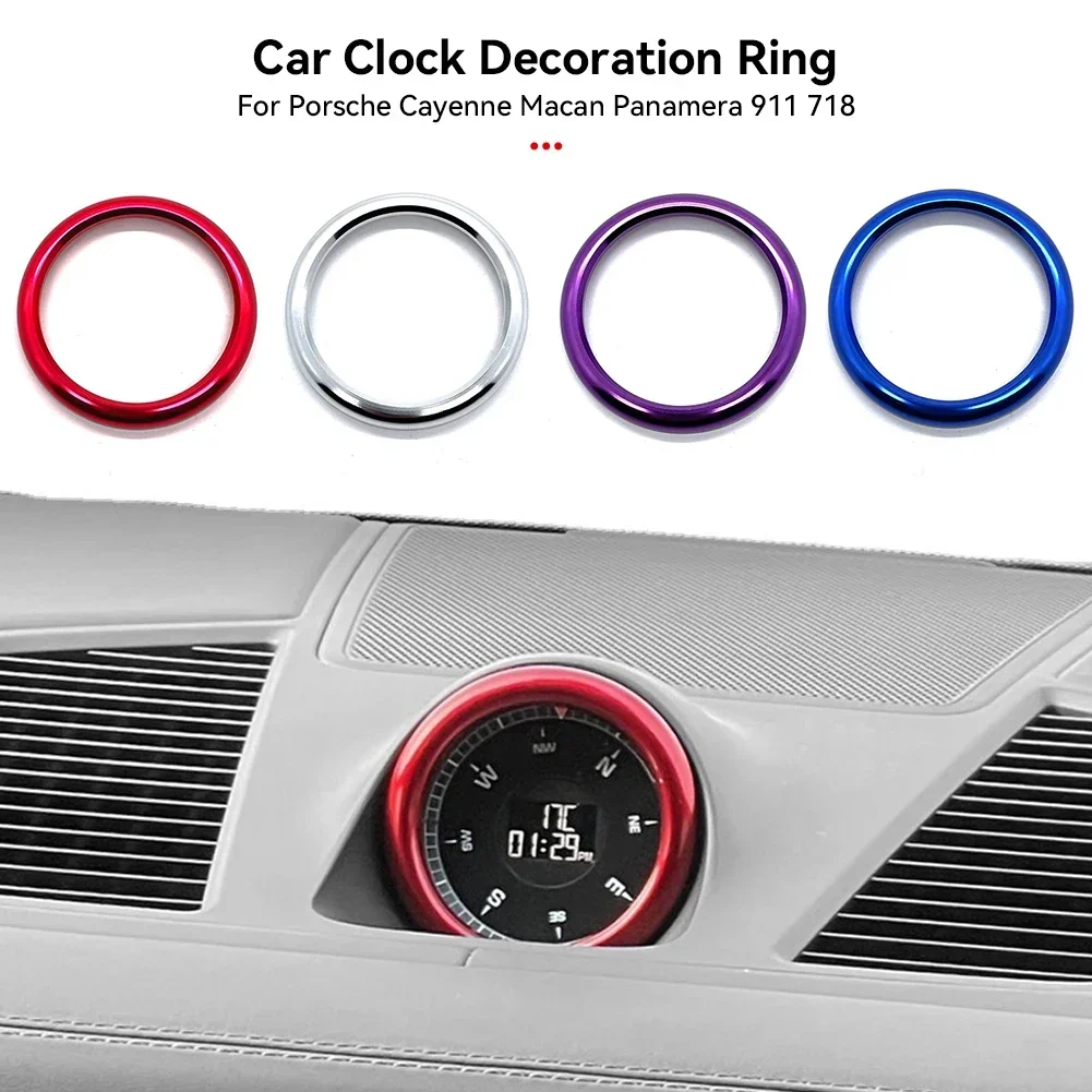 Décoration d'Horloge de Voiture en Alliage, Anneau, Chronomètre, Boussole, Autocollant, Garniture pour Porsche, Broderie, Macan Panamera, 911, 718