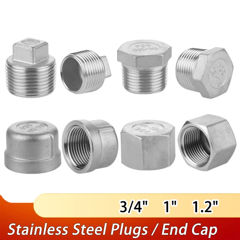1/10pc 3/4" 1" 1.2" 304 Stainless Steel Plugs/End Cap Male/Female Countersunk Hex Flat head Round Head Cold Heading Casting Type