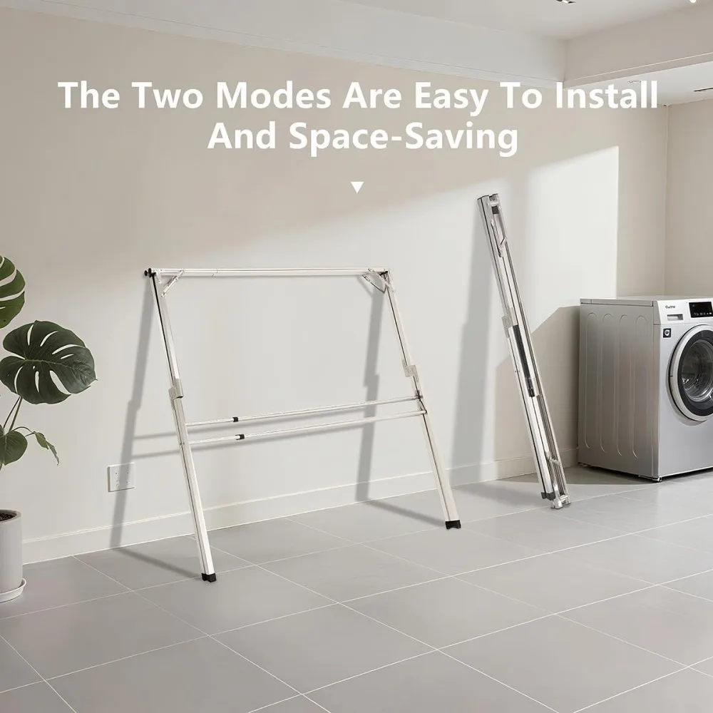 Heavy-Duty Foldable Clothes Drying Rack, 95-Inch Stainless Steel Laundry Rack for Indoor and Outdoor Use, Adjustable Design