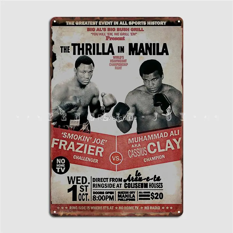 The Thrilla In Manila Frazier Vs Ali Metal Sign Club Pub Garage Printing Wall Decor Tin Sign Posters