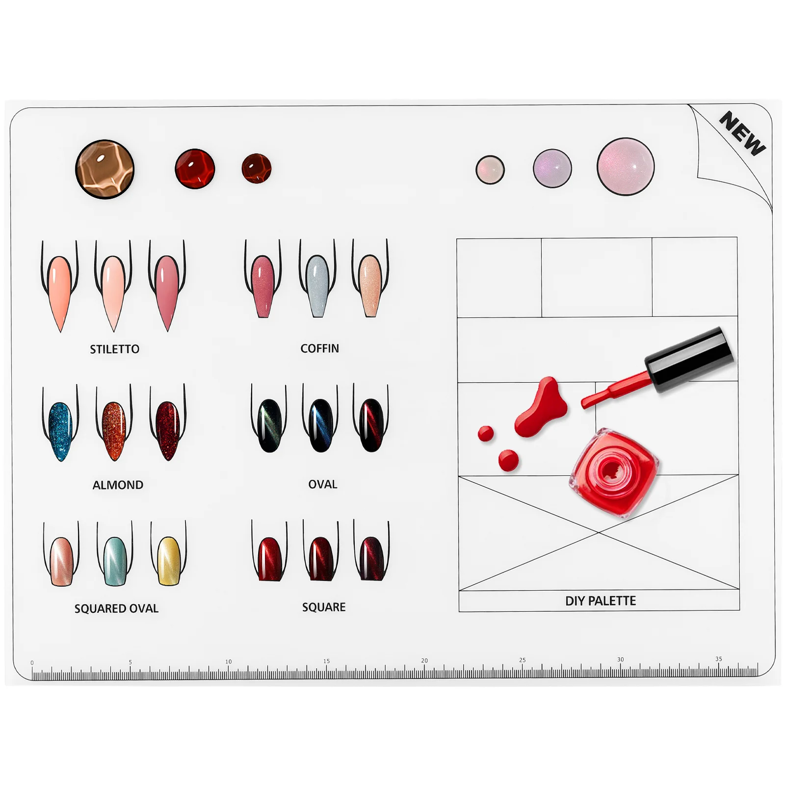 Kit de pó para unhas, almofada para colorir em gel para treinamento de unhas, tapete acrílico elétrico para unhas