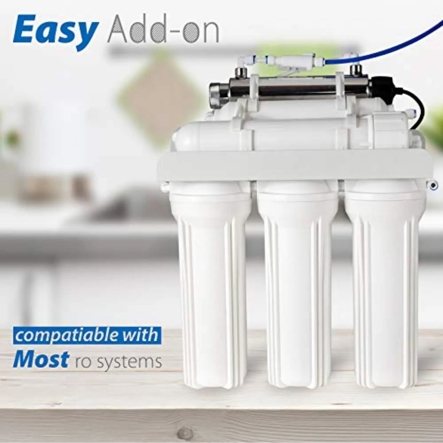 Filtro de agua con luz ultravioleta UV de 11W con interruptor de control de flujo inteligente, 110V, 10 pulgadas para agua potable limpia